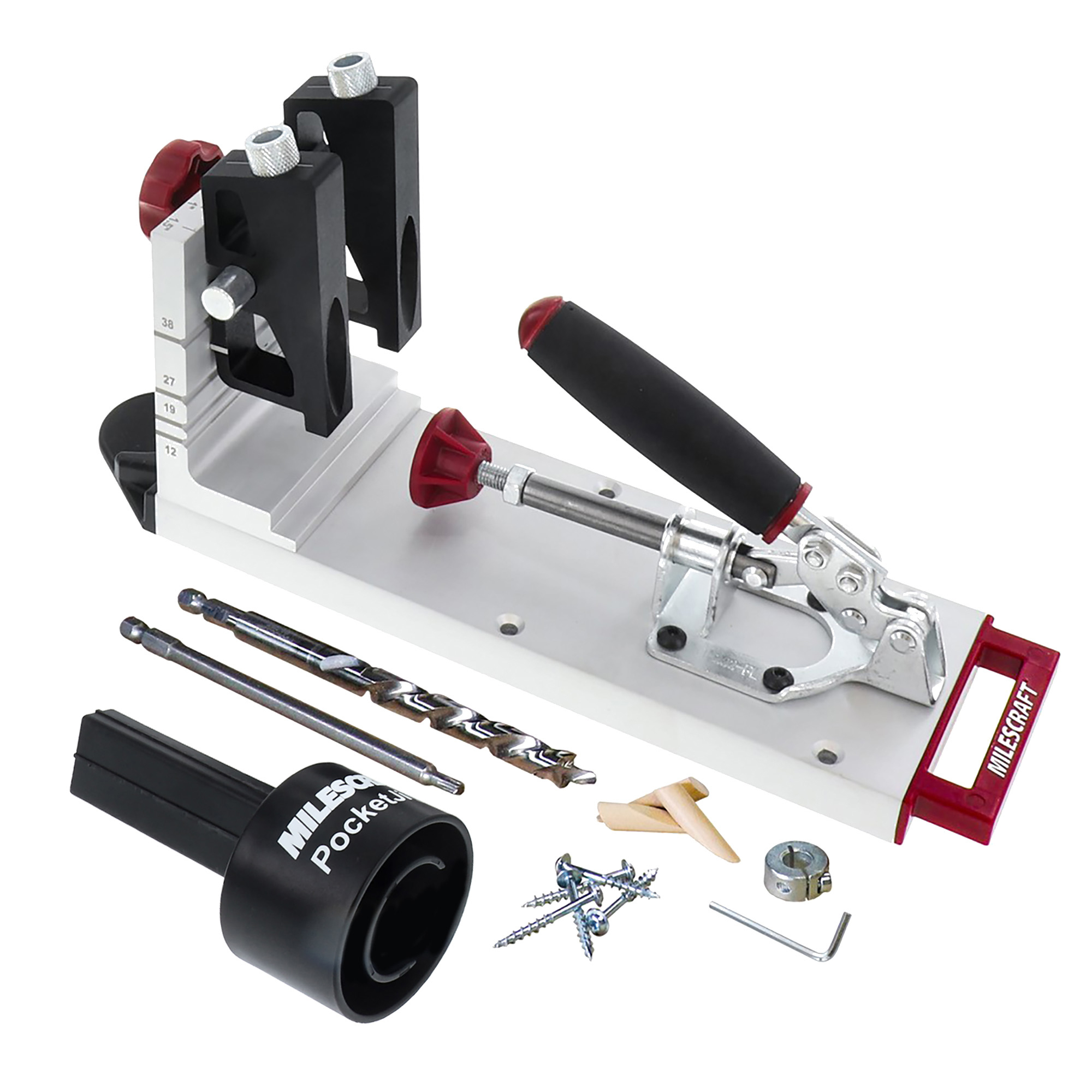 Milescraft Pocket Jig 400 — Self-Clamping, Heavy-Duty, All-Metal, Complete Kit with Bit, Driver, and Screws, Model# 13270003